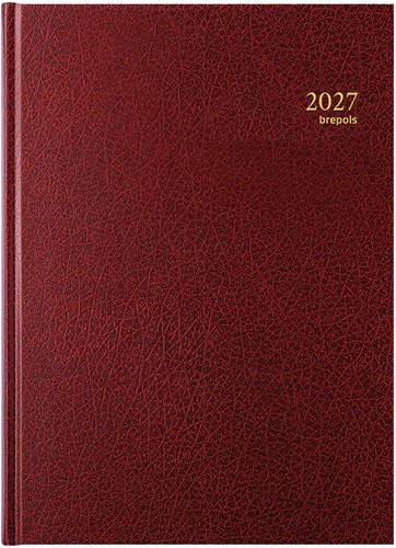 Agenda 2027 Brepols Bremax-1 1 dag per pagina 21x29cm 4 kolommen per blad omslag bordeaux wit papier 900140