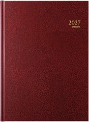 Agenda 2027 Brepols Bremax-2 1 dag per 2 pagina's 21x29cm 8 kolommen omslag bordeaux wit papier 900139