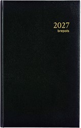 Agenda 2027 Brepols Brefix de luxe 1 dag per pagina 11,3x18,2cm met maandtabs omslag zwart wit papier 0.016.1256.01.6.0