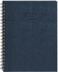 Agenda 2027 Brepols Omega Kazar wire-o 7 dagen per 2 pagina's 21x29cm omslag stevig blauw wit papier
