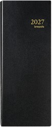 Agenda 2027 Brepols Saturnus lang 1 dag per 2 pagina 13x33cm omslag zwart wit papier 0.101.1255.01.6.0