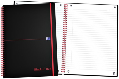 Notitieboek Oxford Black n' Red A4 lijn met spiraal en elastieksluiting-2
