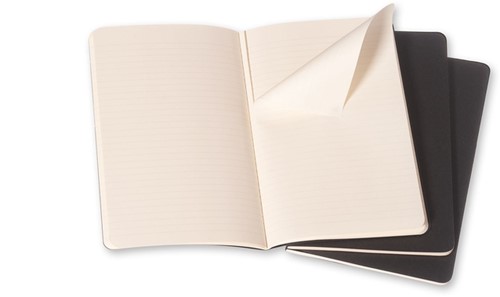 Schrift Moleskine Cahier 21x13cm lijn 40 vel ivoorkleurig papier kaft zwart 3 stuks-3
