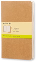 Schrift Moleskine Cahier 21x13cm blanco 40 vel ivoorkleurig papier kaft bruin 3 stuks