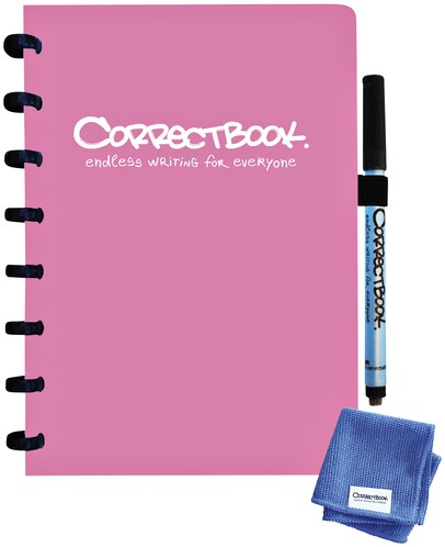 Correctbook notitieboek A5 lijn 20 vel uitwisbaar omslag roze