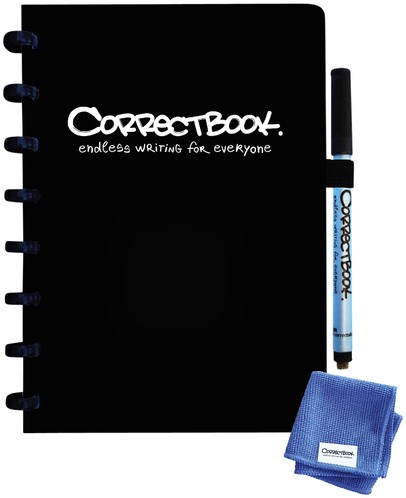 Correctbook notitieboek A5 lijn 20 vel uitwisbaar omslag zwart