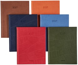 Agenda 2027 Brepols Optivision Large 7 dagen per 2 pagina's 17x22cm omslag Lucca assorti trendy kleuren met patchwork creme papier
