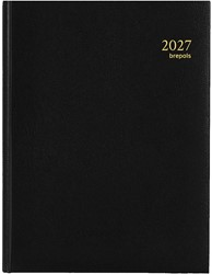 Agenda 2027 Brepols Timing 7 dagen per 2 pagina's 17,2x22cm omslag zwart papier: wit