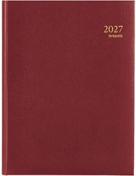 Agenda 2027 Brepols Timing 7 dagen per 2 pagina's 17,2x22cm omslag bordo papier: wit