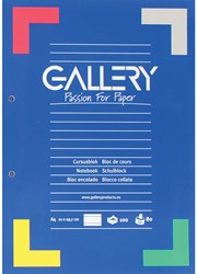 Schrijfblok cursusblok Gallery A4 lijn 100 vel met 2-gaatsperforatie