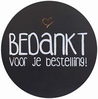 Cadeau etiket ø39mm zwart met wit/gouden opdruk: 'Bedankt voor je bestelling' rol 500 etiketten