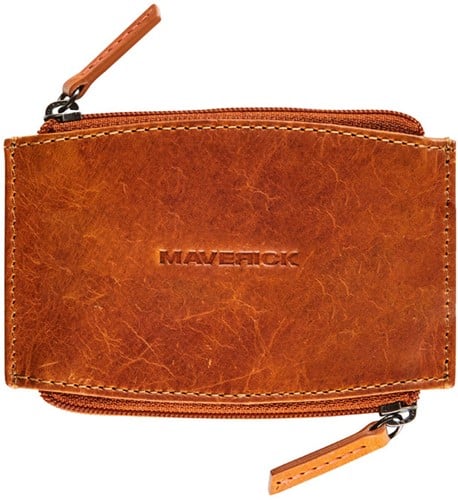 Sleuteletui Maverick New Men met 2 ritsen leder cognac
