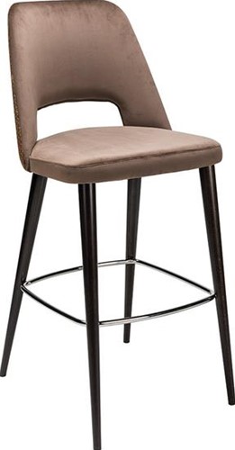 Barkruk Lovena Open HS zitting en rug gestoffeerd, zithoogte 80cm en frame 4-poots massief beukenhout.