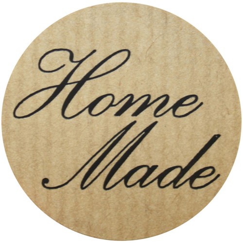 Cadeau etiket ø35mm kraft met zwarte opdruk: 'Home Made' rol 500 etiketten