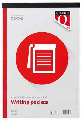 Schrijfblok Quantore Basic A4 lijn 100 vel 60 grams