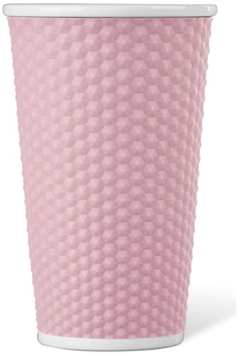 Beker porselein Les Artistes Paris 450ml met siliconen grip in honingraatmotief Pink
