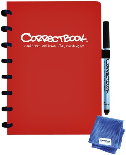 Correctbook notitieboek A5 lijn 20 vel uitwisbaar omslag rood