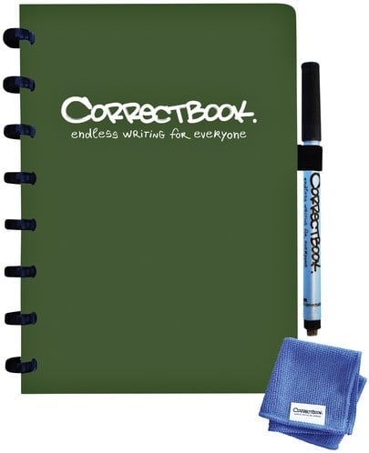 Correctbook notitieboek A5 lijn 20 vel uitwisbaar omslag bosgroen