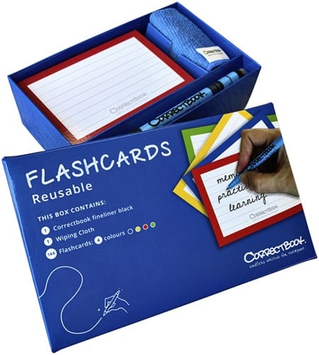 Flashcards Correctbook 75x110mm lijn assorti 144 stuks