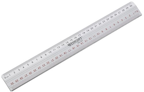 Snijliniaal Westcott aluminium met stalen inleg 30cm