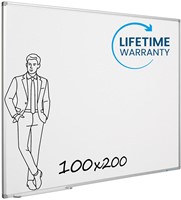Whiteboard Smit Visual Softline emaille staal 100 × 200 cm incl. afleggoot en ophangmateriaal-2