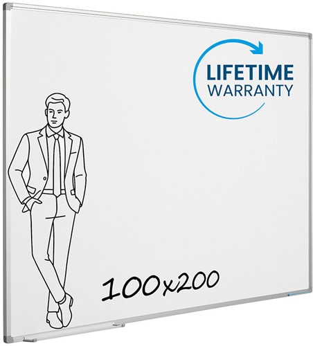 Whiteboard Smit Visual Softline emaille staal 100 × 200 cm incl. afleggoot en ophangmateriaal-2