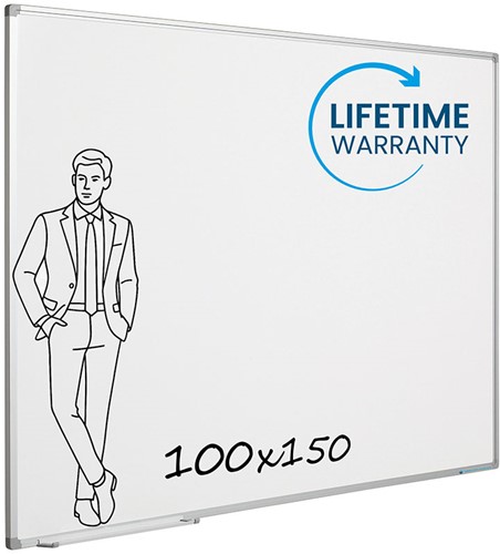Whiteboard Smit Visual Softline emaille staal 100 × 150 cm incl. afleggoot en ophangmateriaal-2