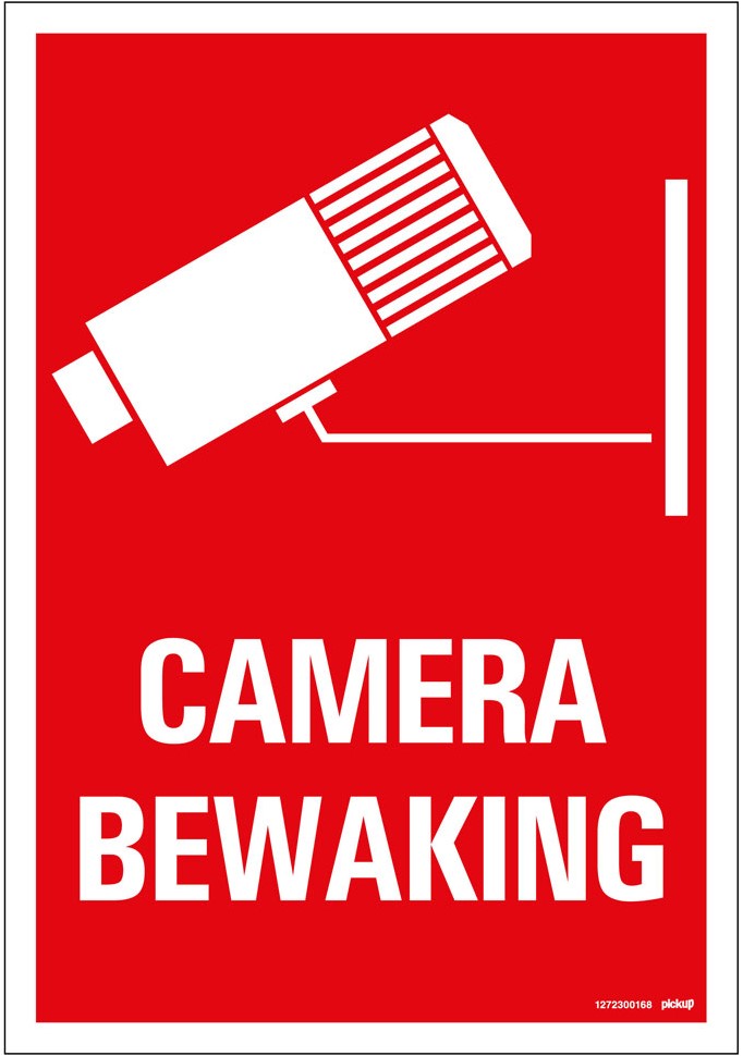 Bordje/pictogram Pickup 23x33cm kunststof rood/wit 'Camerabewaking'