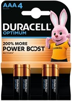 Batterij AAA Duracell Optimum 200% alkaline 4 stuks