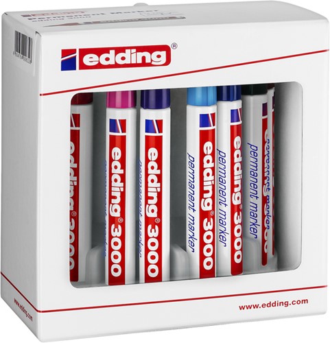 Permanent marker Edding 3000 1.5-3mm houder 10-delig assorti