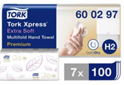 Handdoek Tork H2 Xpress Premium 2-laags 21x34cm wit 7x 100 stuks 600297