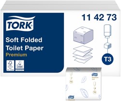 Toiletpapier Tork T3 Premium zacht gevouwen 2-laags 252 vel wit doos à 30 rol 114273