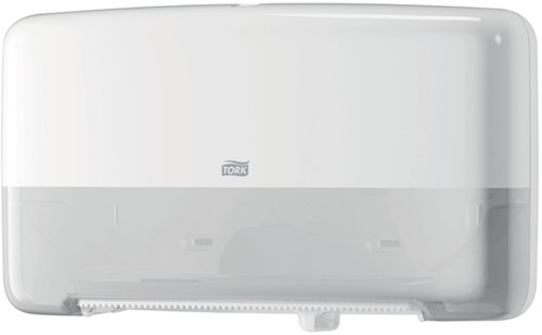 Toiletpapier dispenser Tork T2 Elevation Jumbo klein duo wit 555500-3