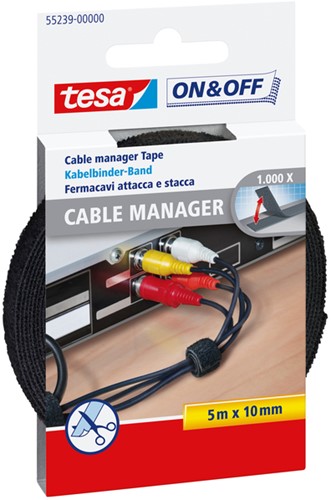 Kabelmanager Tesa On&Off 55239 10mmx5meter zwart