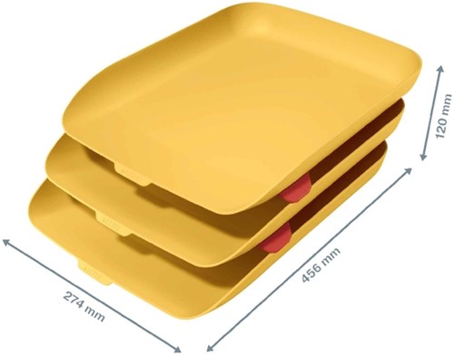 Brievenbak Leitz 5358 Cosy 3 stuks A4 geel-2