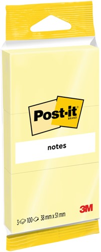 Memoblok Post-it Notes 6810 38x51mm geel 3 bloks