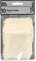 Organza zakjes Creotime 7x10cm off-white 10 stuks