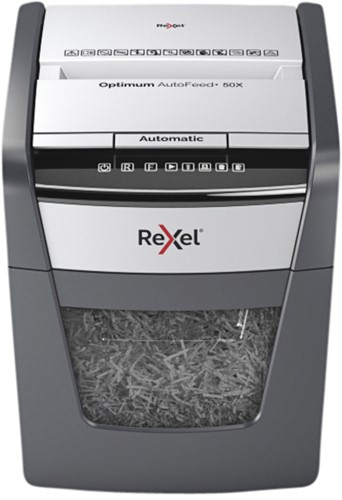 Papierversnipperaar Rexel Optimum Auto+ 50X snippers 4x28mm