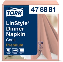 Dinerservet Tork Linstyle Premium 1/4 vouw 1-laags 390x390mm 50 vel koraal 478881