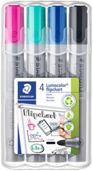 Viltstift Staedtler 356 voor flipover rond 2mm set 4 stuks assorti