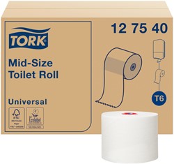 Toiletpapier Tork T6 Universal 1-laags 135 meter wit doos à 27 rol 127540