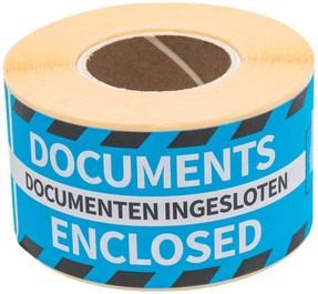 Waarschuwingsetiket Rillprint 46x125mm 'Documents Enclosed' blauw 250 stuks.