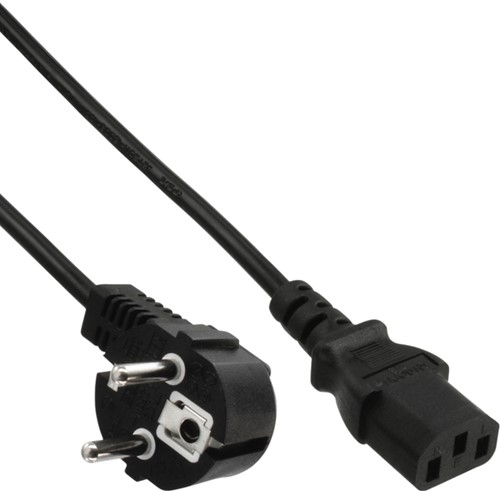 Kabel inLine STROOM C13 recht - CEE7/7 haaks 1,8 meter zwart.