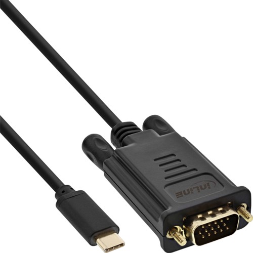 Kabel inLine USB-C VGA 3.1 M/M 2 meter zwart.