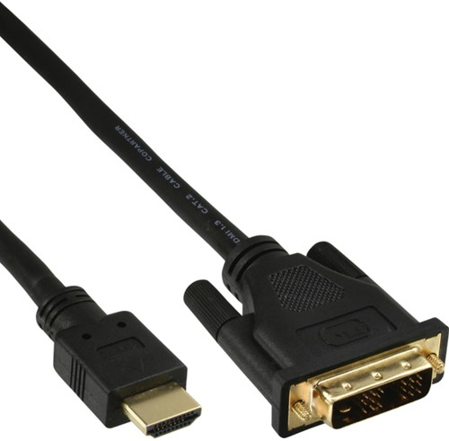 Kabel inLine HDMI DVI 18+1 pin M/M 2 meter zwart.