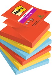 Memoblok zelfklevend 3M Post-it Z-Notes R330 Super Sticky 76X76mm PLAY 6 blokjes