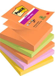 Memoblok zelfklevend 3M Post-it Z-Notes R330 Super Sticky 76X76mm BOOS 5 blokjes