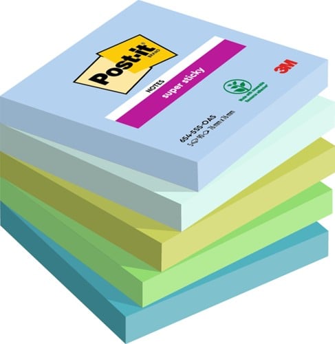 Memoblok 3M Post-it 654 Super Sticky 76X76mm OAS 5 bloks