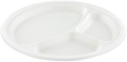 Bord IEZZY 260mm 3-vaks suikerriet PFAS-vrij wit 50 stuks