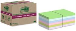 Memoblok zelfklevend 3M Post-it 654 Super Sticky 76X76mm recycled colour notes 12 blokjes